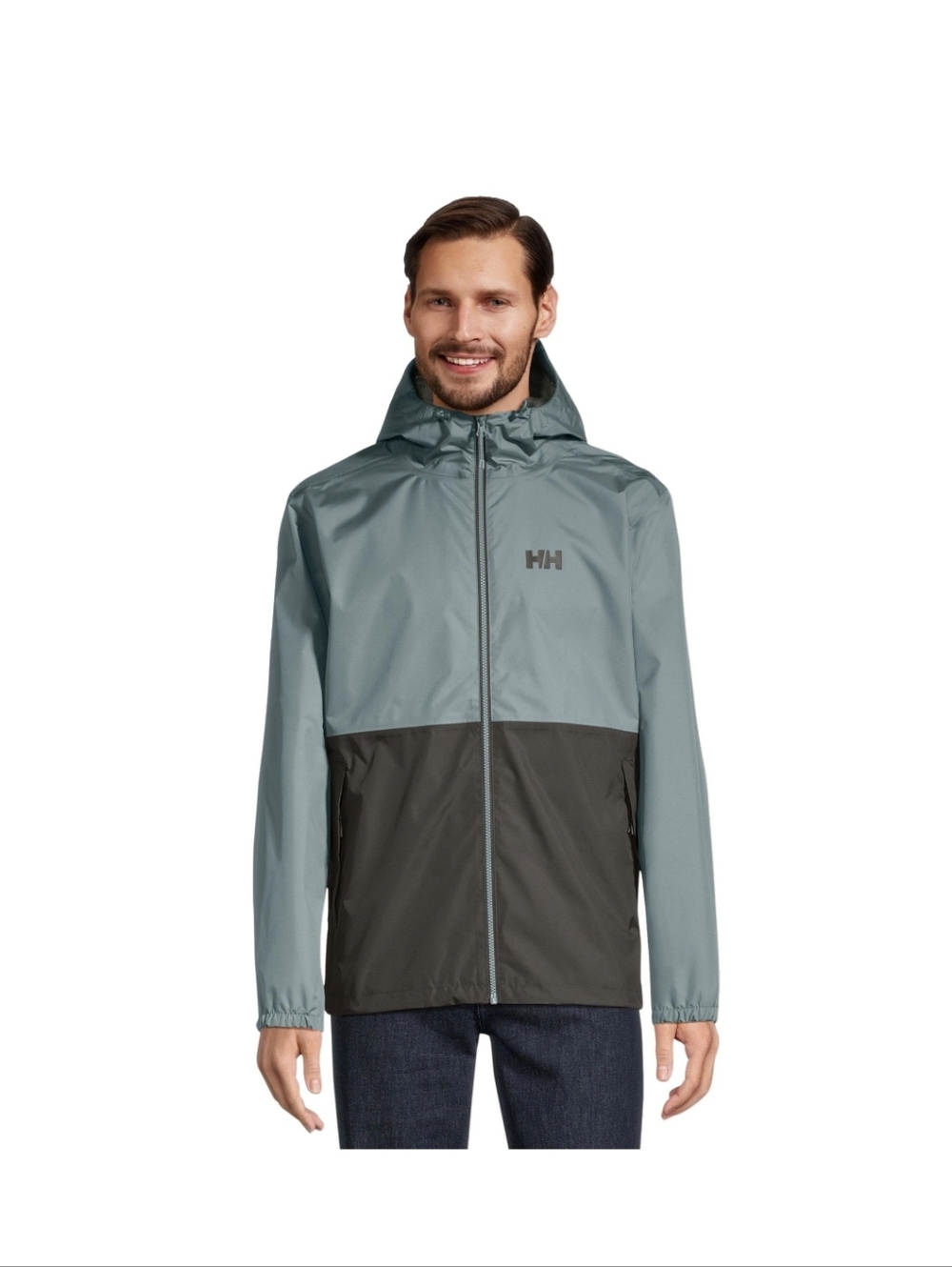 Helly Hansen Hilo Men’s Two-Tone Hooded Rain Jacket - Grey Cactus M